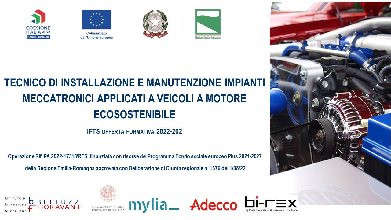 IFTS - Tecnico di Installazione e manutenzione impianti meccatronici applicato a veicoli a motore ecosostenibile